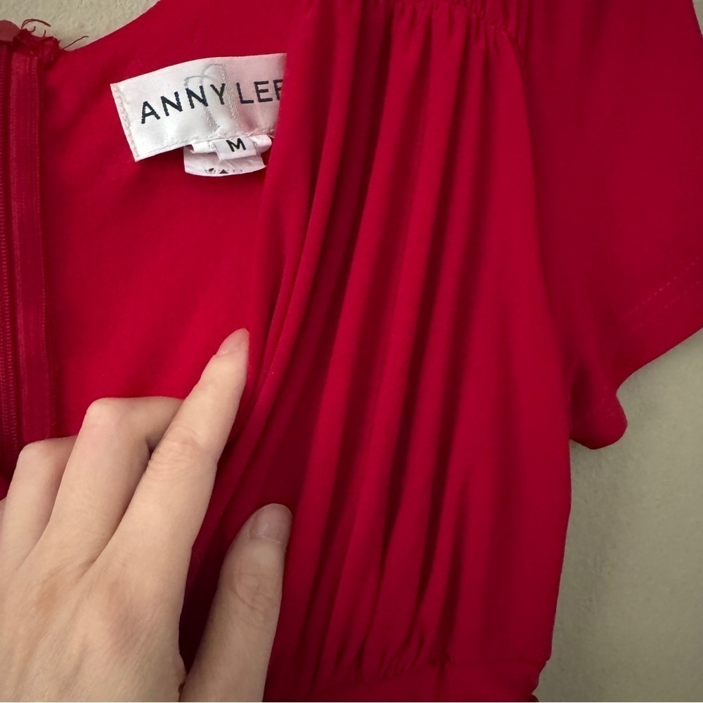 Anny Lee Red Fit and Flare Column Shape Dress M - Picture 4 of 8